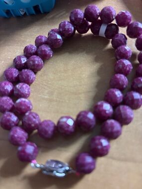Natural Ruby Faceted Bead Necklace - Deep Pink 10mm High Quality”New Arrival”